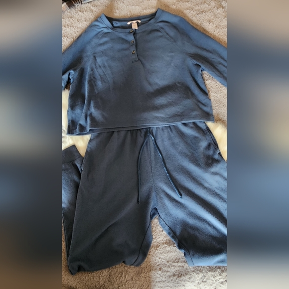 VICTORIA'S SECRET Glow Waffle Henley Jogger Set Sz S Blue Pajama Set - Picture 4 of 7